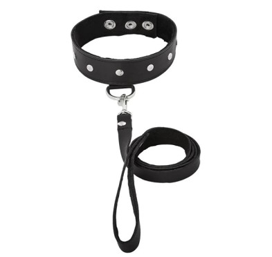 Obroża i smycz - Sportsheets Leather Collar & Leash